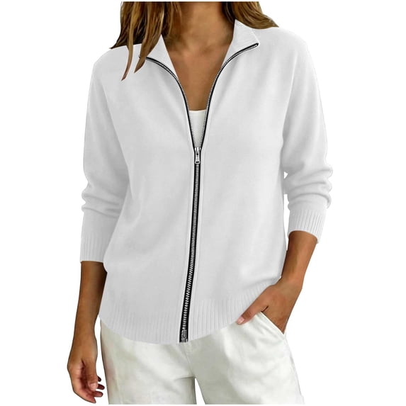 yillto Womens Full Zip Sweater Cardigans Knit Long Sleeve Coats Mock Neck Fall Winter Warm Sweaters