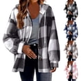 thumbnail image 1 of yillto Womens Fuzzy Fleece Jacket Plaid Sherpa Coat Button down Hoodie Cardigan Outerwear with Pockets, 1 of 7