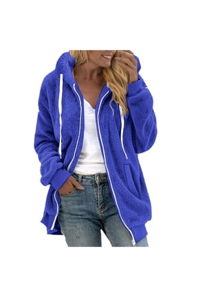 Womens Fuzzy Sherpa Fleece Jacket Zip up Oversized Fall Winter Warm Sweatshirt Hoodies S-5XL