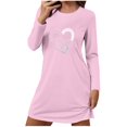 thumbnail image 1 of yillto Womens Heart Nightgowns Long Sleeve Loose Crewneck Sleepwear Nightshirts Soft Ladies Sleepshirts, 1 of 6