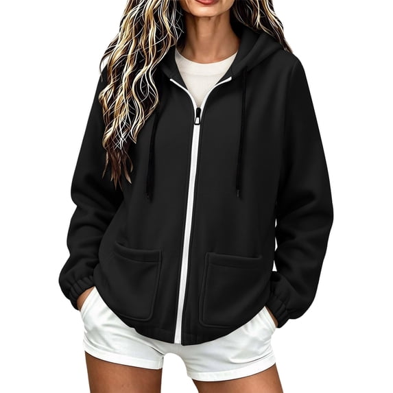 yillto Womens Jackets Sweatshirt Coats Full Zip up Hooded Long Sleeve Loose Fitting Jacket with Pockets