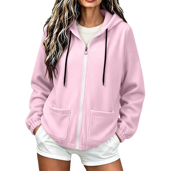 yillto Womens Jackets Sweatshirt Coats Full Zip up Hooded Long Sleeve Loose Fitting Jacket with Pockets