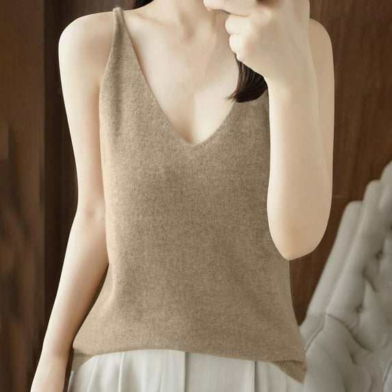 yillto Womens Knit Sweater Tank Tops V Neck Sleeveless Casual Summer Loose Trendy Camisole Shirts