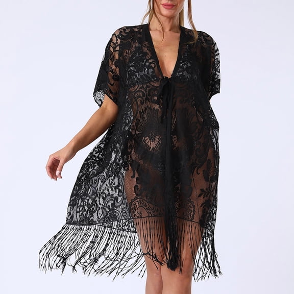 yillto Womens Lace Cover up Summer Swimsuit Suit Cardigan Beach Dress Protection Bikini Coverups