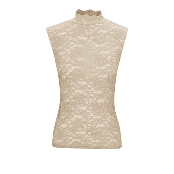 yillto Womens Lace Top Mock Neck Layer Sleeveless Tank See Through Mesh Underwear Blouse Shirt M-5XL