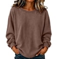 thumbnail image 1 of yillto Womens Long Sleeve Crewneck Sweatshirts Plus Size Loose Casual Solid Color Sweatshirt S-5XL, 1 of 6