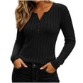 thumbnail image 1 of yillto Womens Long Sleeve Ribbed Tops Dressy Tunics V Neck Button Fashion Business Slim Lightweight Sweater, 1 of 7