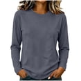 thumbnail image 1 of yillto Womens Long Sleeve Shirts Cotton Crewneck Basic Tees Tops Soft Comfy Solid Color Tshirts, 1 of 7