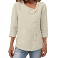 thumbnail image 1 of yillto Womens Long Sleeve Square Neck Button Blouse Dressy Casual Asymmetrical Tunic Tops Spring Summer Shirts, 1 of 6