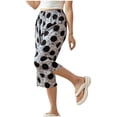 thumbnail image 1 of yillto Womens Lounge Capri Pants Cotton Pajamas Pant Wide Leg Loose Elastic Waist Cropped Pjs Shorts, 1 of 3