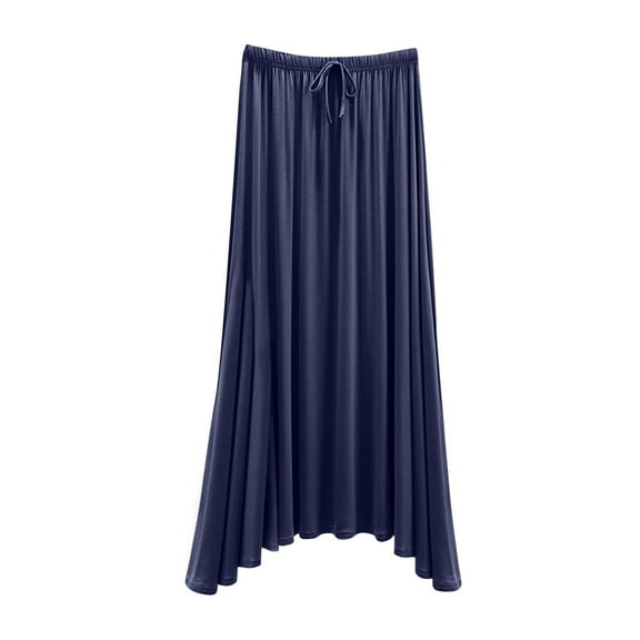 yillto Womens Lounge Maxi Skirts High Elastic Waist Pleated Soft Comfy Loose Causal Flowy Long Skirt
