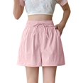 thumbnail image 1 of yillto Womens Lounge Shorts High Waist Drawstring Causal Sleepwear Loose Pajamas Bottoms with Pockets, 1 of 4