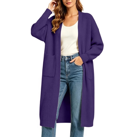 yillto Womens Maxi Cardigan Plus Size Long Sleeve Open Front Sweater Cardigans with Pockets M-5XL