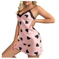 thumbnail image 1 of yillto Womens Mini Nightgown Heart Printed Backless Nightgowns Fashion V Neck Nightgowns, 1 of 7