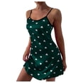 thumbnail image 1 of yillto Womens Mini Nightgown Heart Printed Satin Silky Nightgowns Sleepwear V Neck Nightgowns, 1 of 3