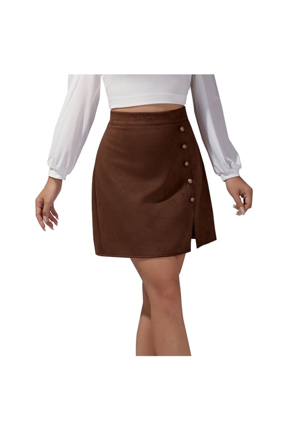 Womens Mini Skirt Side Split High Waist Slim Causal Dressy Zipper Short Skirts for Work Office