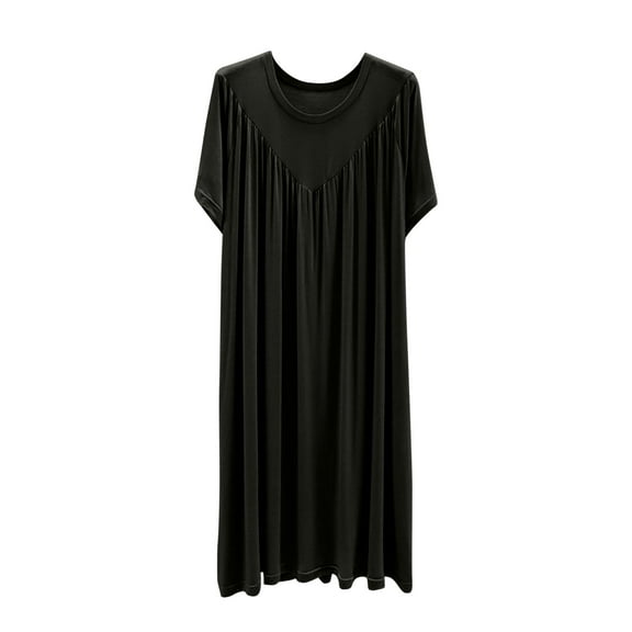 yillto Womens Nightgown Short Sleeve Loose Comfy Pleated Night Gowns Sleepwear Lounge Pjs Sleepshirts