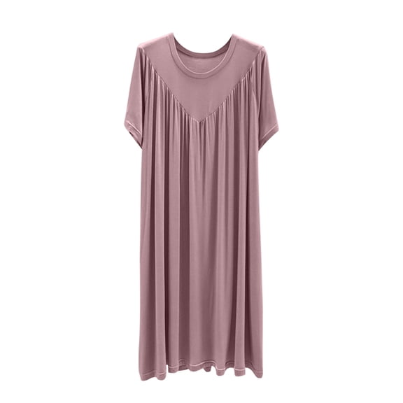 yillto Womens Nightgown Short Sleeve Loose Comfy Pleated Night Gowns Sleepwear Lounge Pjs Sleepshirts