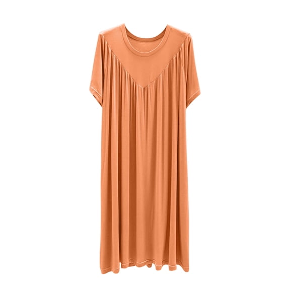 yillto Womens Nightgown Short Sleeve Loose Comfy Pleated Night Gowns Sleepwear Lounge Pjs Sleepshirts