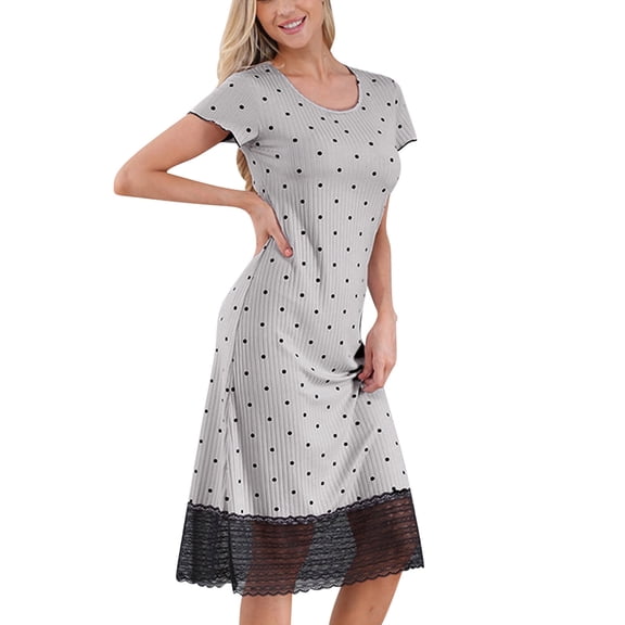 yillto Womens Nightgowns Long Sleepwear Short Sleeve Nightshirts Comfy Pajamas Dress Sleepshirts