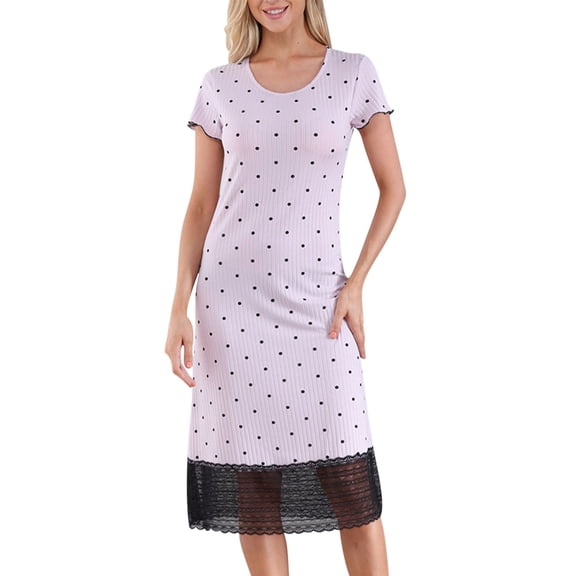 yillto Womens Nightgowns Long Sleepwear Short Sleeve Nightshirts Comfy Pajamas Dress Sleepshirts