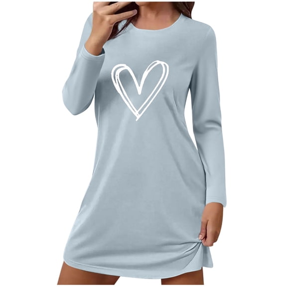 yillto Womens Nightgowns Sleepshirts Long Sleeve Comfy Soft Nightshirt Women Pajama Sleepwear Cute Dress