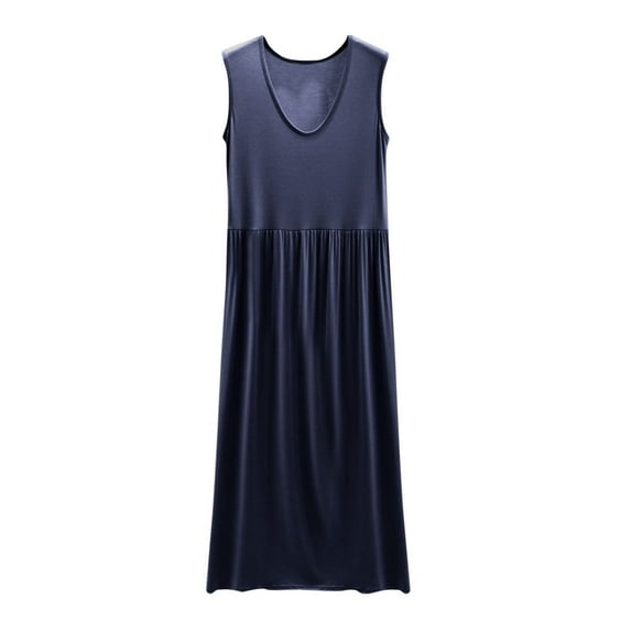 yillto Womens Nightgowns Sleeveless Loose Sleepwear Loungewear Crewneck Comfy Soft Nightshirts