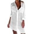 thumbnail image 1 of yillto Womens Oversized Blouse Button down V Neck Long Sleeve Loose Summer Beach Swimsuit Cover Up Top, 1 of 7