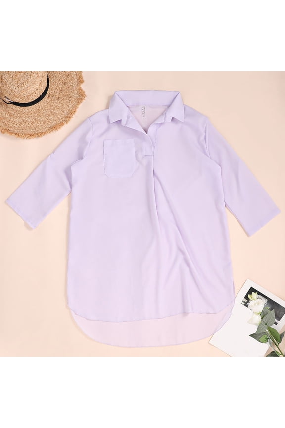 Womens Oversized Shirt Dress Long Sleeve Casual Loose Lightweight Beach Swimsuit Mini Dresses