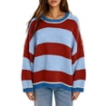 thumbnail image 1 of yillto Womens Oversized Sweater Baggy Color Block Long Sleeve Knit Striped Fall Winter Fashion Sweaters, 1 of 7
