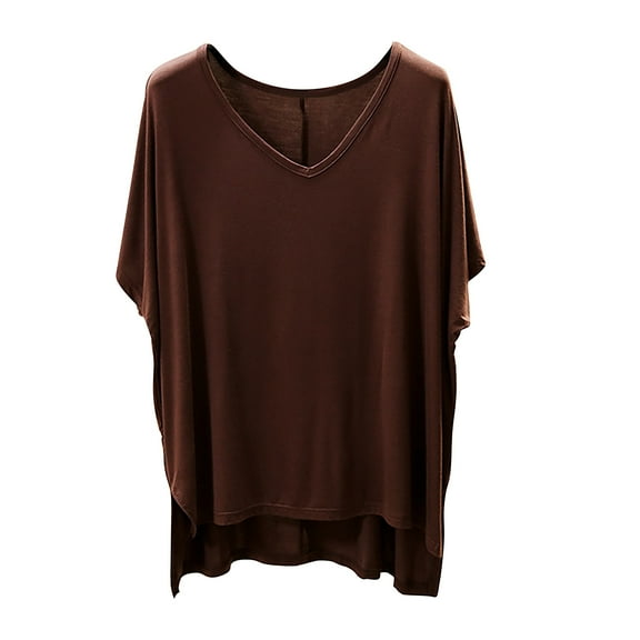 yillto Womens Oversized Top Short Sleeve Soft Comfy Lightweight Breathable Summer Loose V Neck Shirts