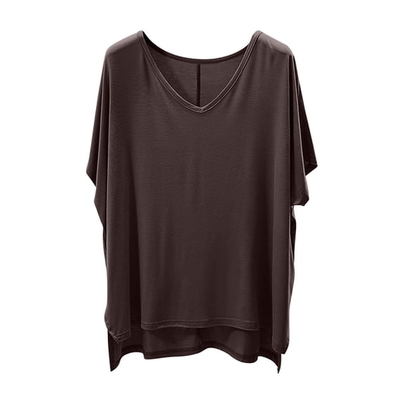 yillto Womens Oversized Top Short Sleeve Soft Comfy Lightweight Breathable Summer Loose V Neck Shirts