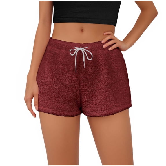yillto Womens Pajama Short Fuzzy Soft Comfy Cute Sleepwear Elastic Waist Loose Pjs Shorts Bottoms