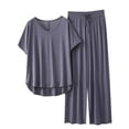 thumbnail image 1 of yillto Womens Pajamas Sets Long Pants and Soft Comfy Short Sleeve Loose Top 2 Piece Lounge Outfits, 1 of 3