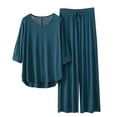 thumbnail image 1 of yillto Womens Pajamas Sets Long Pants and Soft Comfy 3/4 Sleeve Loose Top 2 Piece Lounge Outfits, 1 of 3