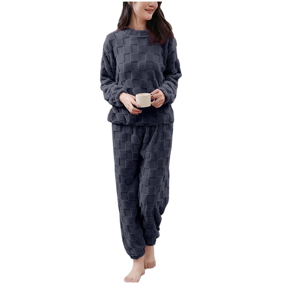 yillto Womens Pajamas Warm Fleece Sherpa Pjs Set Pullover Loose Loungewear Sleepwear Winter Clothes