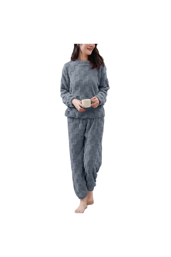 Womens Pajamas Warm Fleece Sherpa Pjs Set Pullover Loose Loungewear Sleepwear Winter Clothes