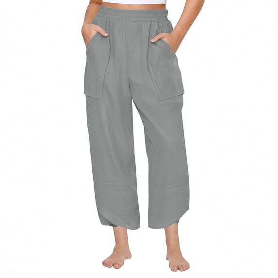yillto Womens Pant Straight Leg Loose Causal Capri Pants with Pockets Ladies Cropped Palazzo Pant