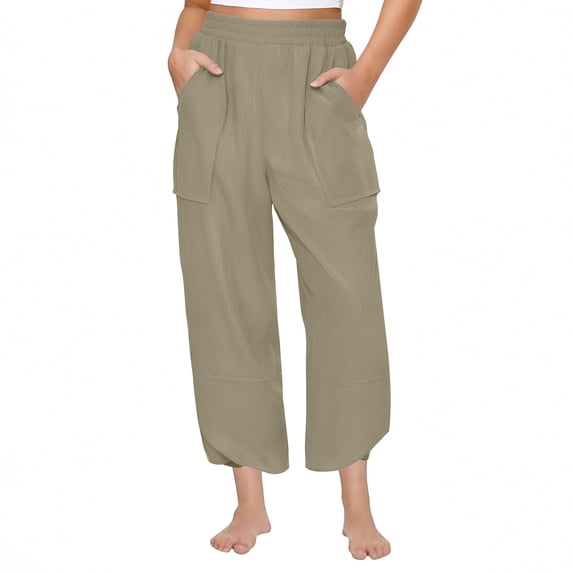 yillto Womens Pant Straight Leg Loose Causal Capri Pants with Pockets Ladies Cropped Palazzo Pant
