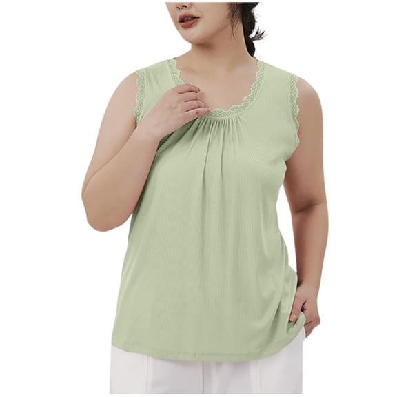 yillto Womens Pjs Tank Top Sleeveless Crew Neck Pleated Pajamas Shirts Loungewear Comfy Undershirts