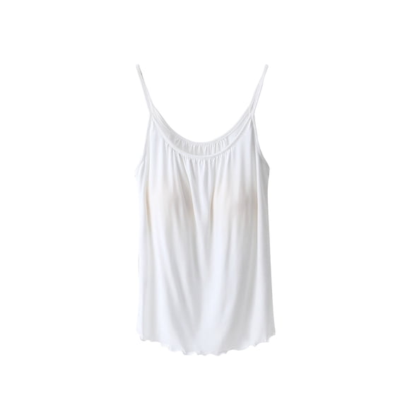 yillto Womens Pjs Tank Top Spaghetti Straps Camisole Tee with Bra Soft Comfy Sleepwear Shirts L-3XL