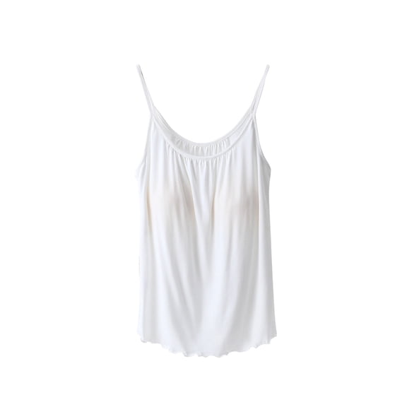yillto Womens Pjs Tank Top Spaghetti Straps Camisole Tee with Bra Soft Comfy Sleepwear Shirts L-3XL