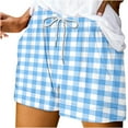 thumbnail image 1 of yillto Womens Plaid Lounge Shorts Summer Causal Loose Shorts Elastic Waist Drawstring with Pockets, 1 of 2