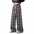 thumbnail image 1 of yillto Womens Plaid Pants Casual Drawstring Elastic Waist Straight Leg Baggy Sweatpants with Pockets, 1 of 6