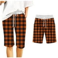 thumbnail image 1 of yillto Womens Plaid Shorts Elastic Waist Drawstring Pockets Summer Shorts Knee Length Lounge Shorts Outfits, 1 of 4