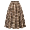 thumbnail image 1 of yillto Womens Plaid Skirt High Waist Pleated Knee Length Midi Skirts Ladies Vintage A Lined Skirts, 1 of 5