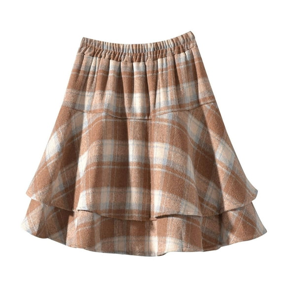 yillto Womens Plaid Skirts Elastic High Waist a Line Pleated Tiered Flowy Cute Mini Skirt with Shorts