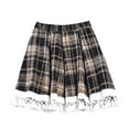 thumbnail image 1 of yillto Womens Plaid Skirts Elastic High Waist a Line Pleated Tiered Flowy Cute Mini Skirt with Shorts, 1 of 5