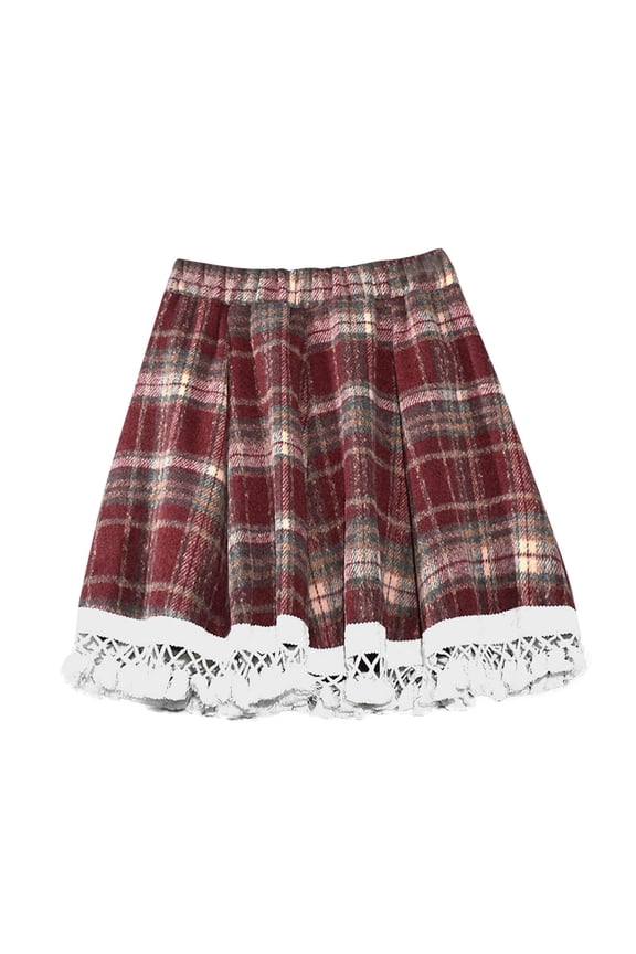 Womens Plaid Skirts Elastic High Waist a Line Pleated Tiered Flowy Cute Mini Skirt with Shorts