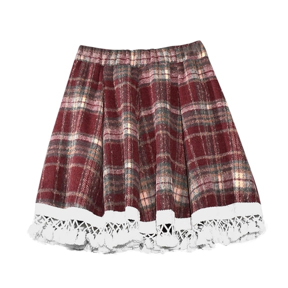 yillto Womens Plaid Skirts Elastic High Waist a Line Pleated Tiered Flowy Cute Mini Skirt with Shorts